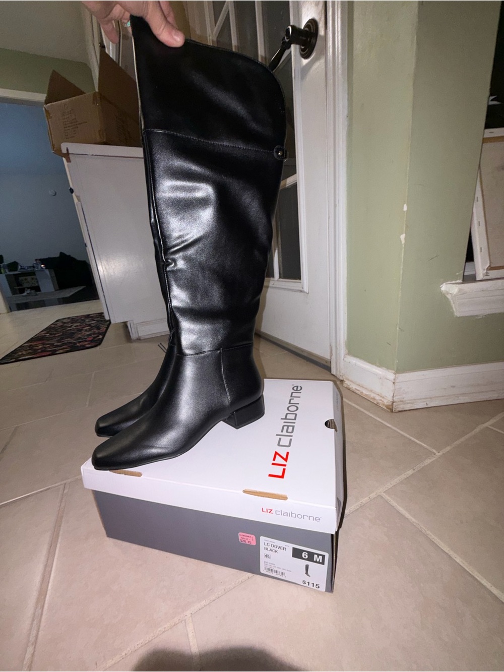 Liz Claiborne Black Over-the-Knee Faux Leather Boots